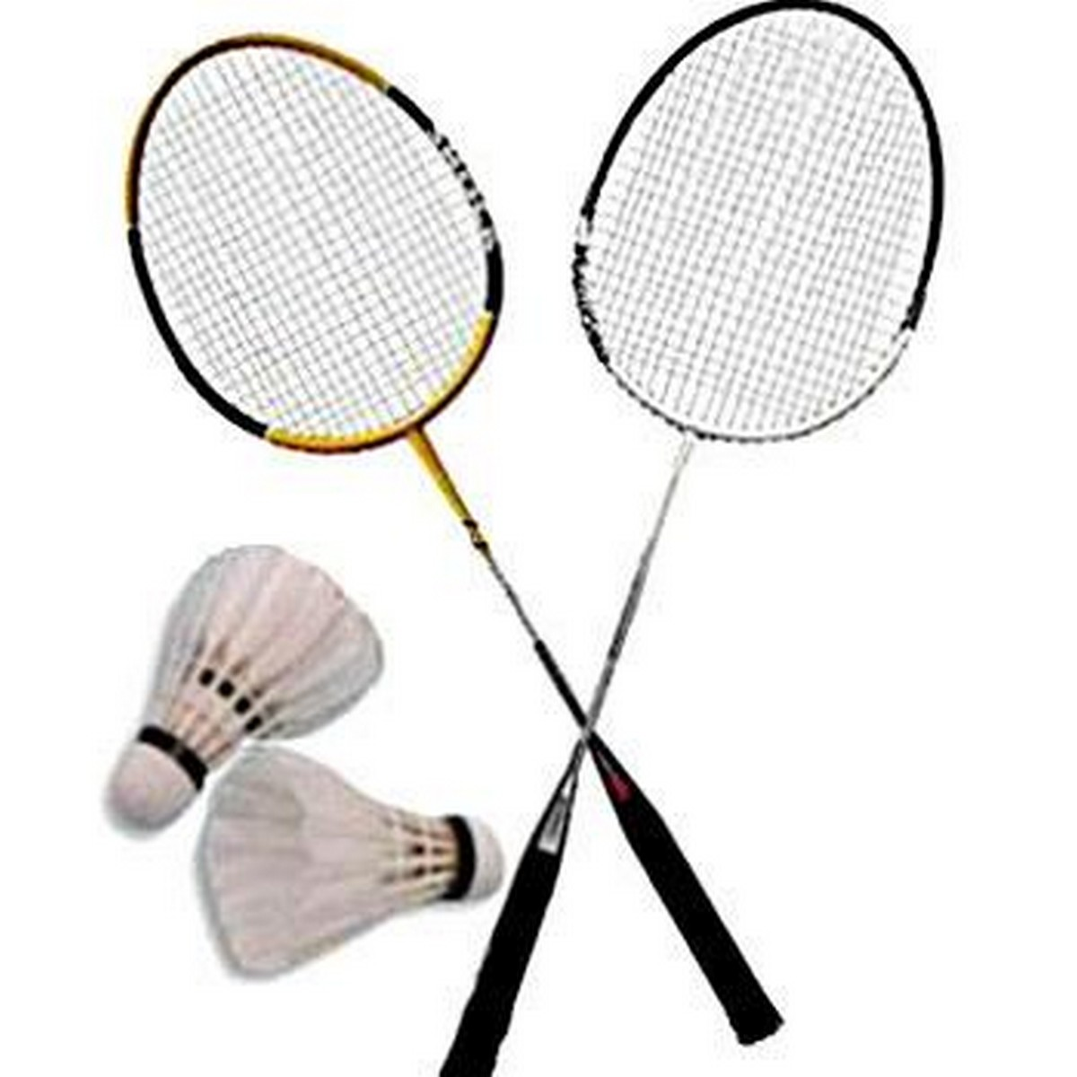 2 Badminton Rackets For adults with 2 feather Shuttles