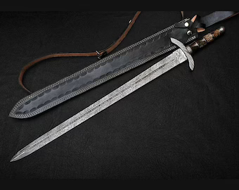 VIKING SWORD Gift Viking Mythology Damascus Steel Custom Handmade, Best Gift for Him Damascus Steel Weapon Viking Norse Gifts Medieval Ages